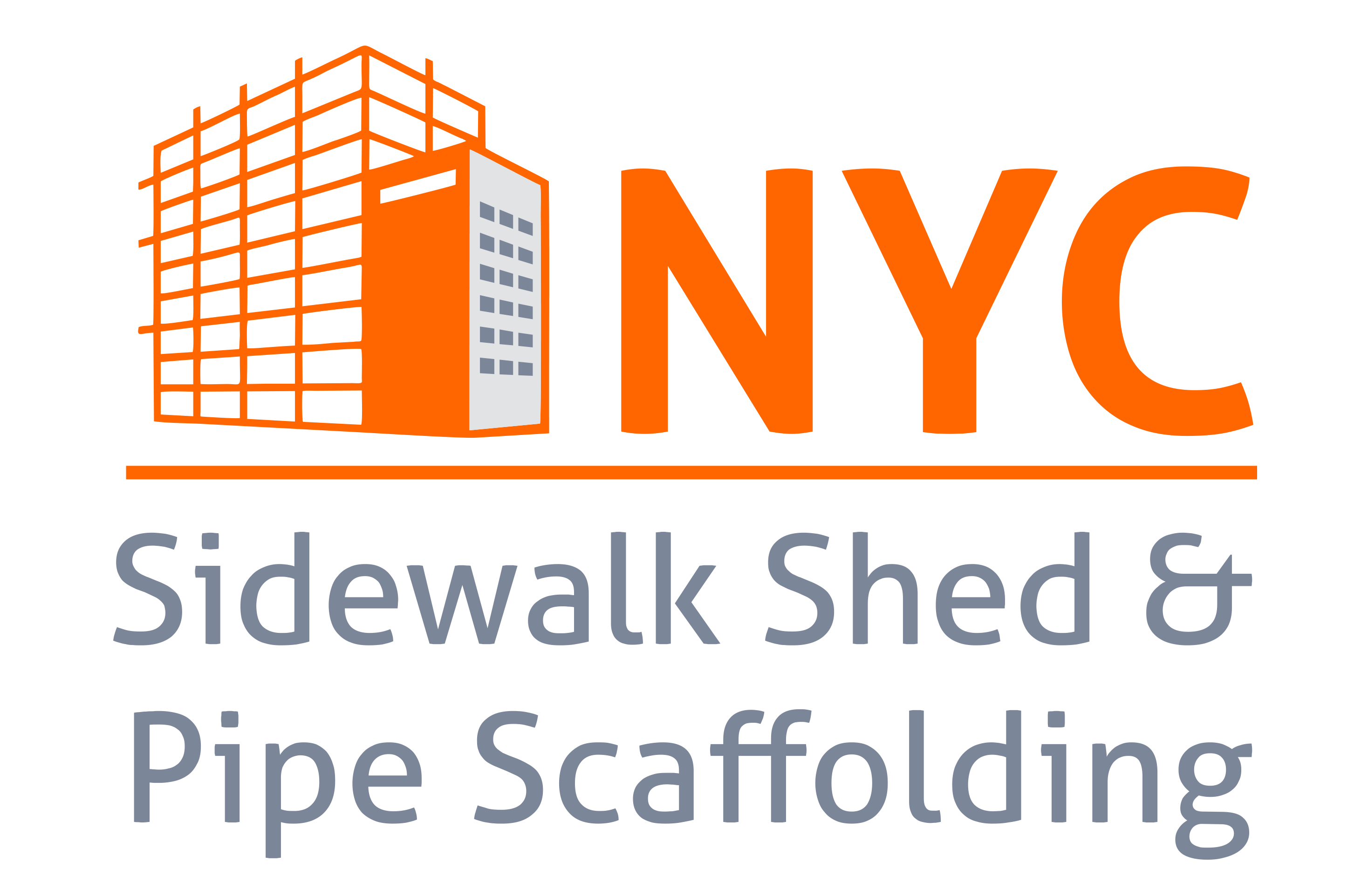 NYC Sidewalk Shed _ pipe scaffolding